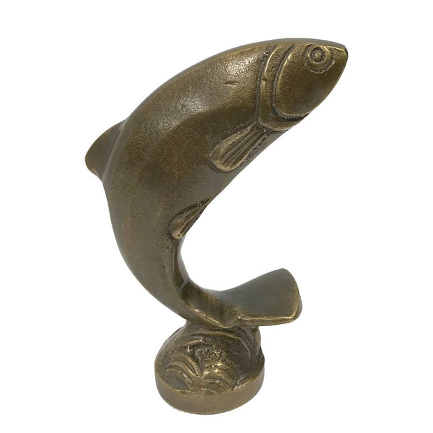 4-1/2" Antiqued Brass Jumping Trout Paperweight