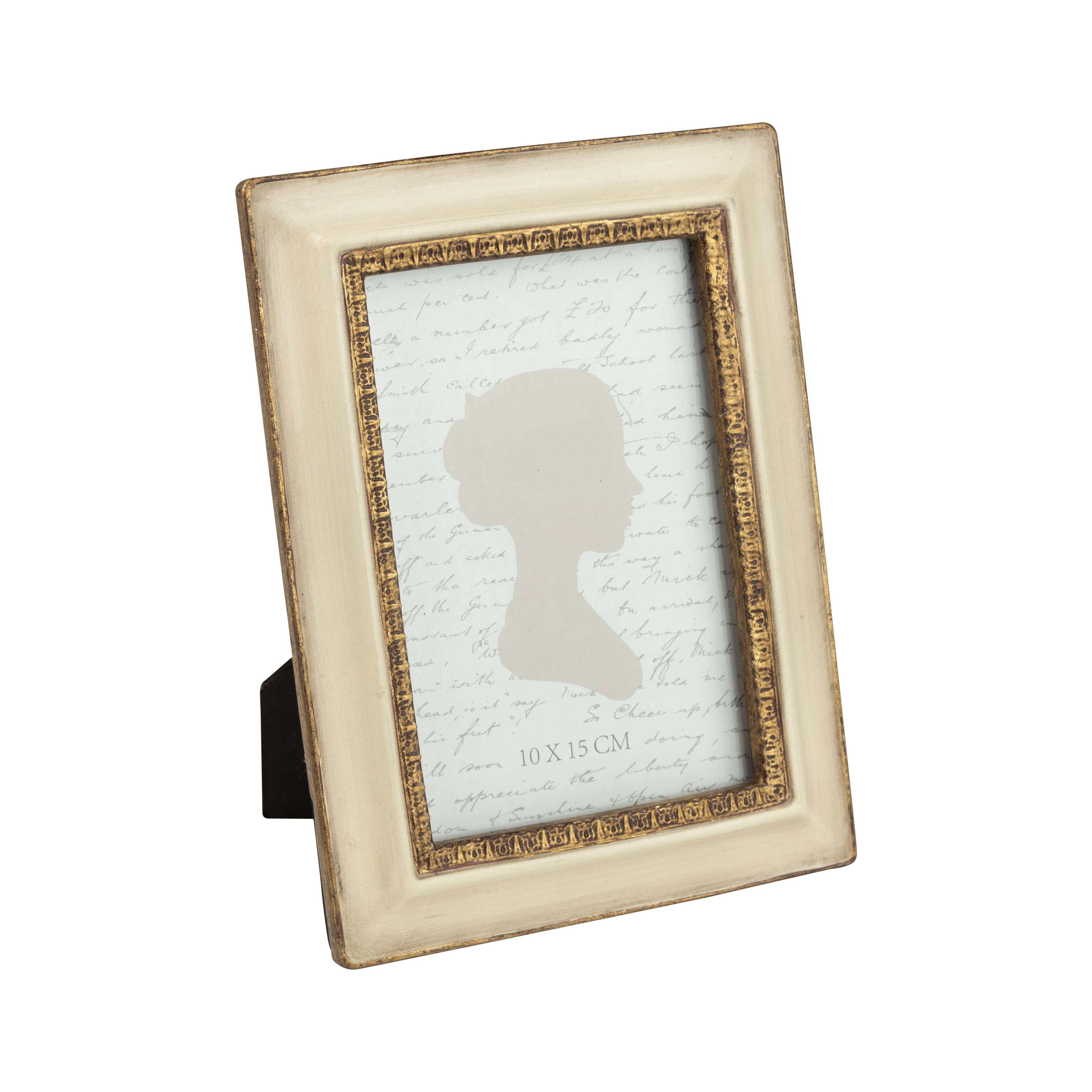 Cream with Gold Border Photo Frame, 4 x 6
