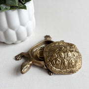 4-1/4" Antiqued Solid Brass Turtle Box Tabletop Desk Decor