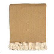 Southampton Home Merino Wool Herringbone Throw- Wheat