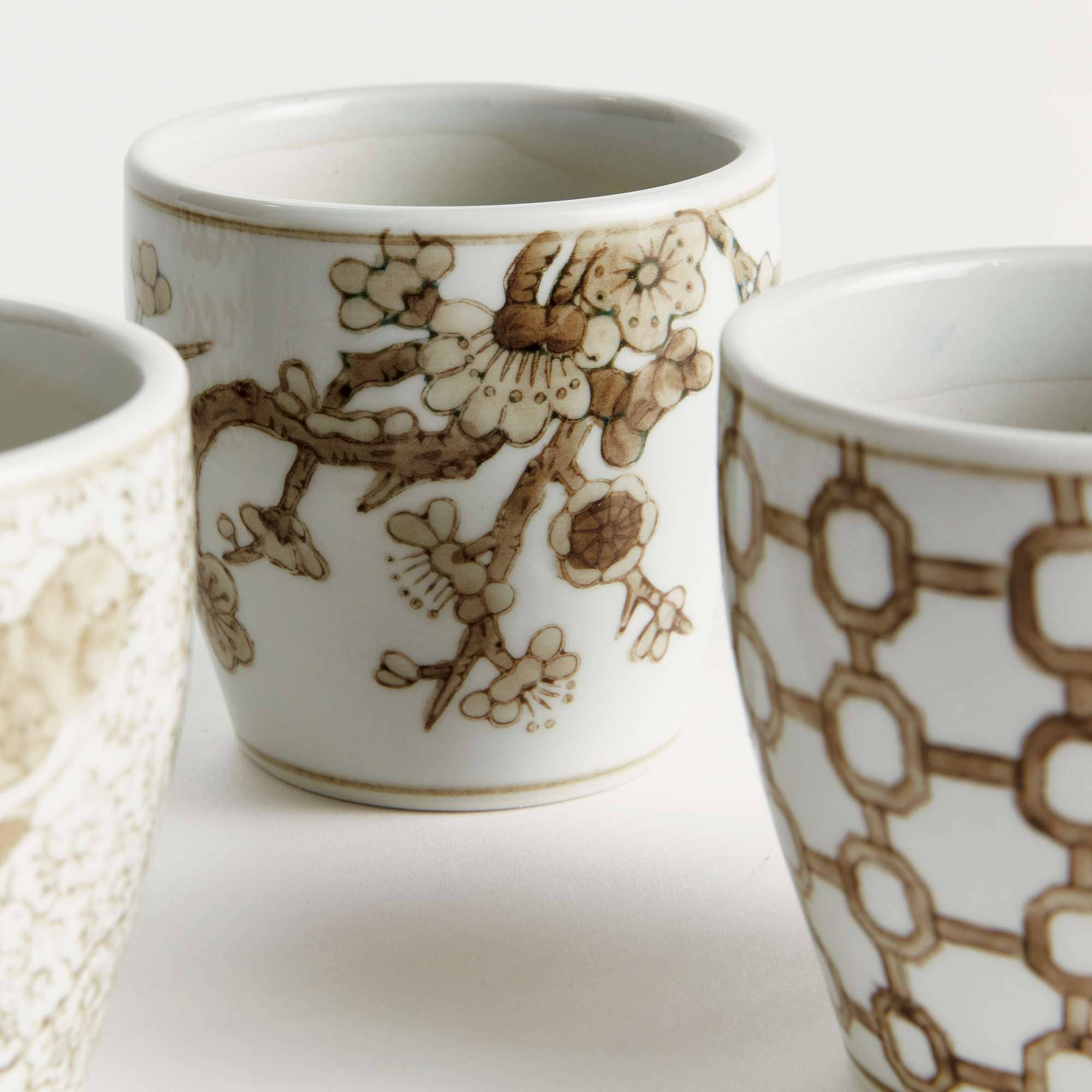 Province Mini Flower Pot,  Brown & White Ceramic