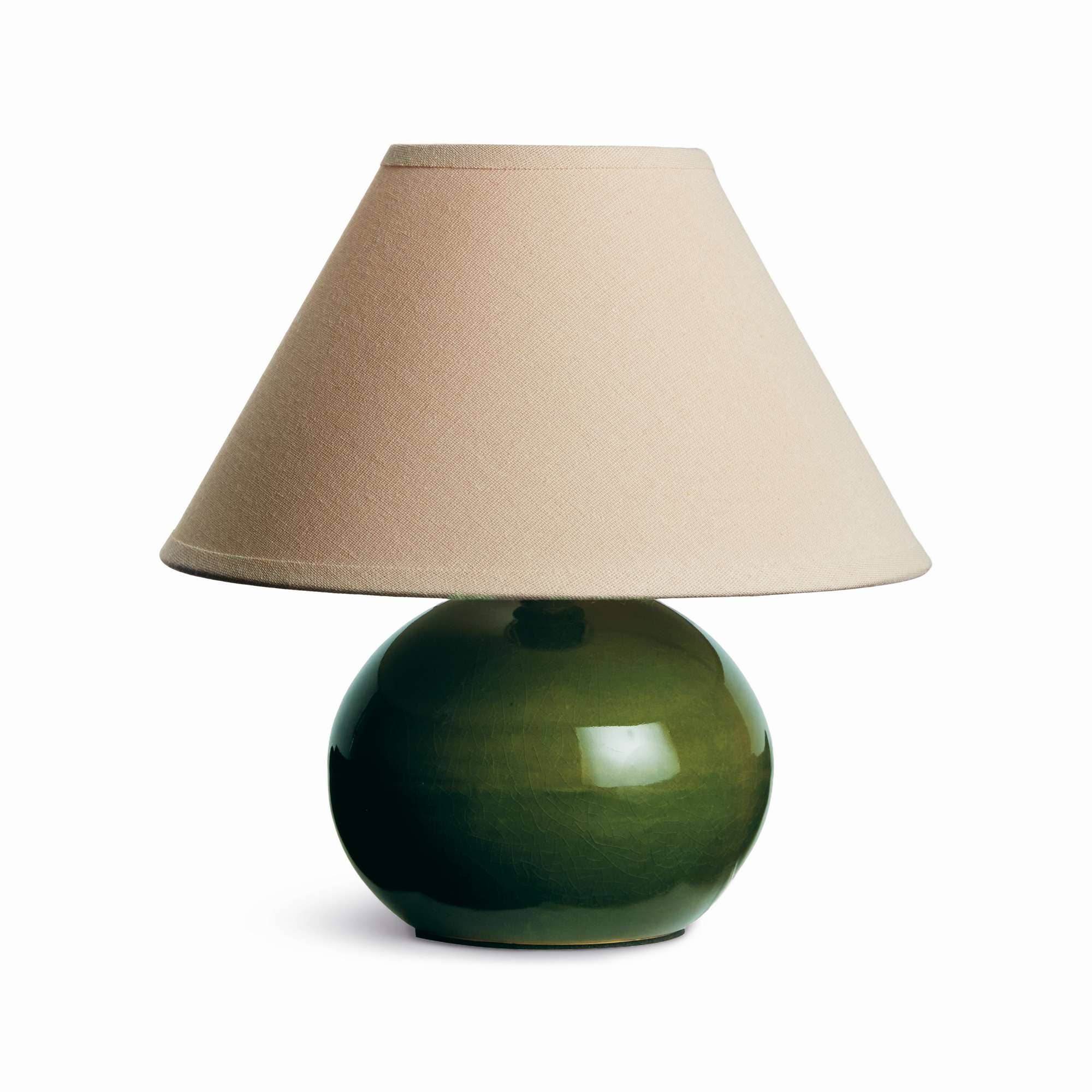 Charlie Mini Lamp - Green Crackle Glaze - Linen Shade  - 10