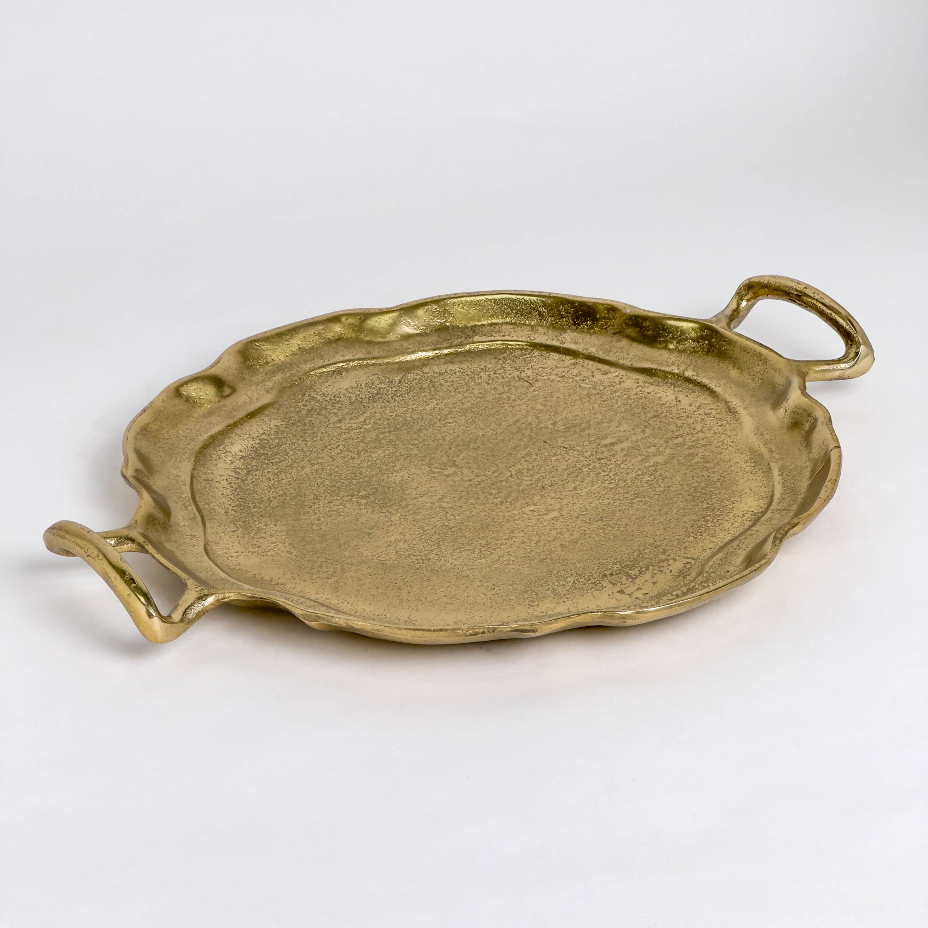 Gilded Round Tray w/Handles