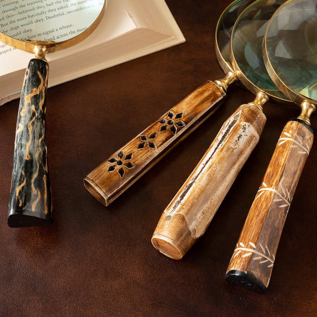 Gold Magnifying Glasses with Natural Horn Handle