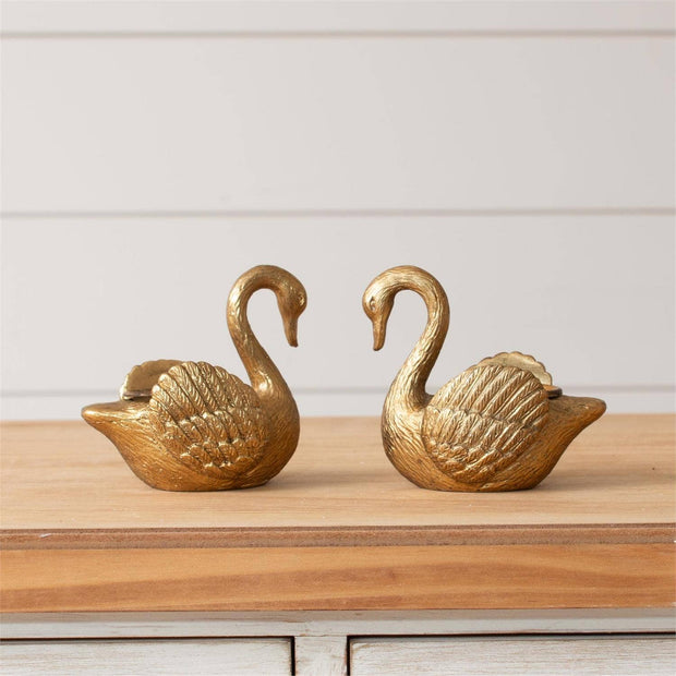 Set of Swan Tapered Candle Holders