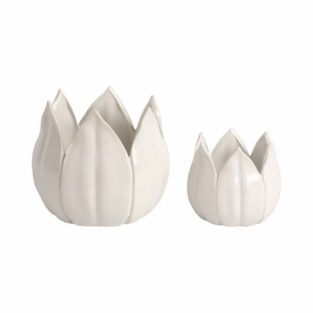 White Ceramic Tulip Petal Planters