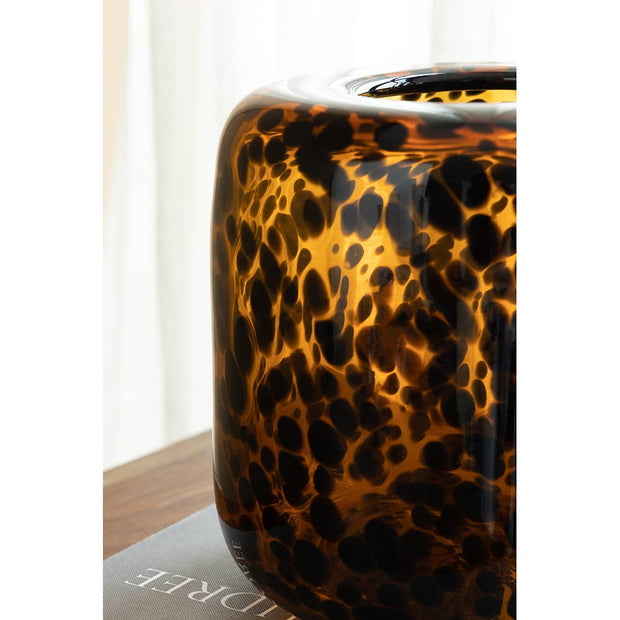 Amber Leopard Glass Vase