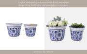 Blue Stoneware Chinoiserie Pot Planter