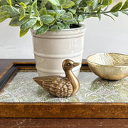 3" Antiqued Solid Brass Duck Paperweight Tabletop Decor