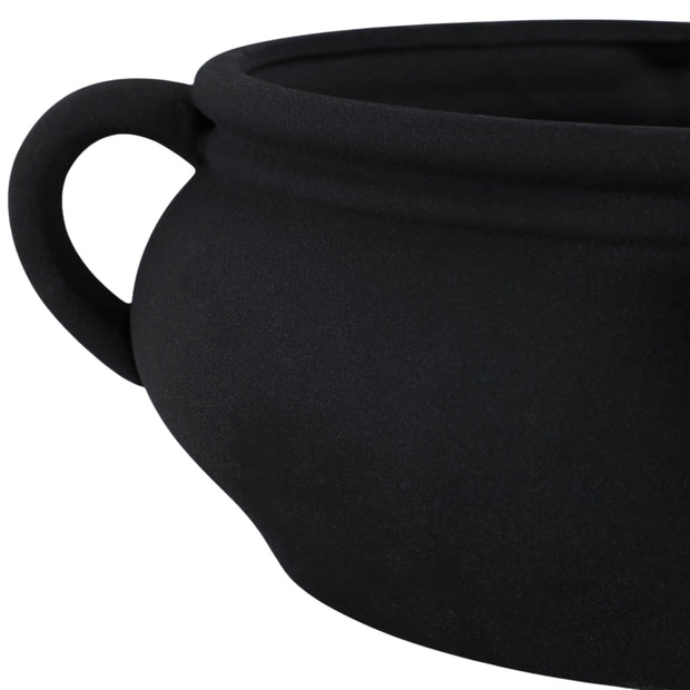 Black Textured Bowl with Handles