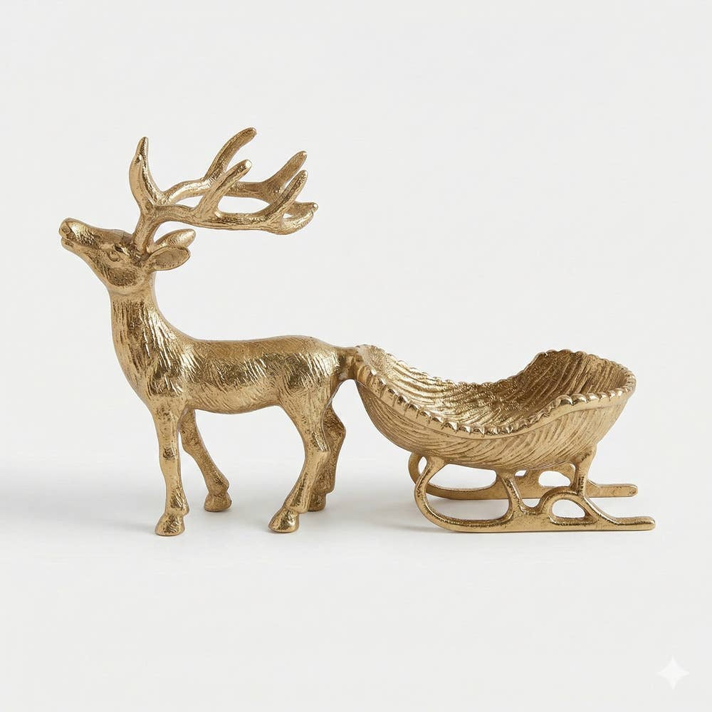 Gold Reindeer Bowl