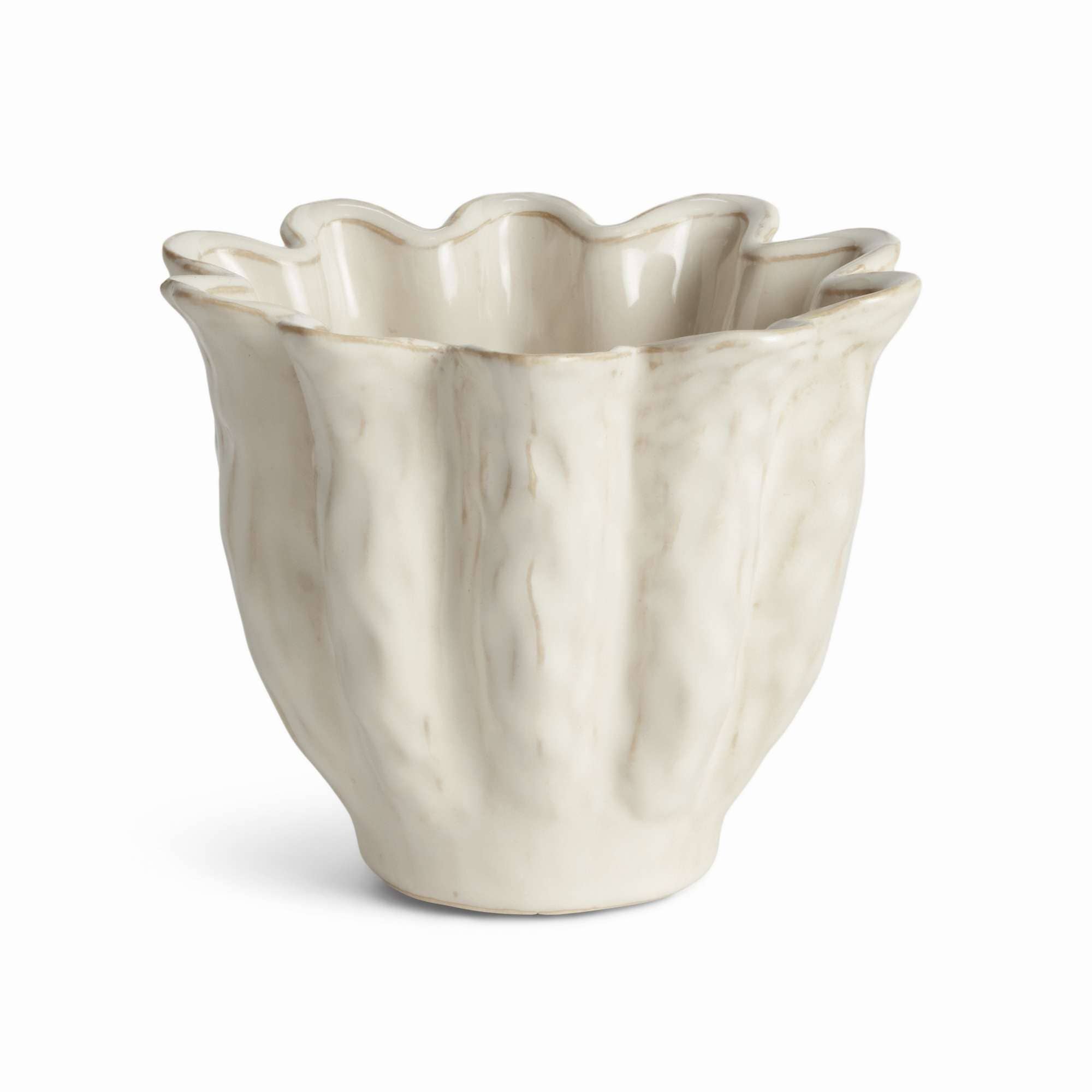 Lillian Antique White Ceramic Cachepot - small
