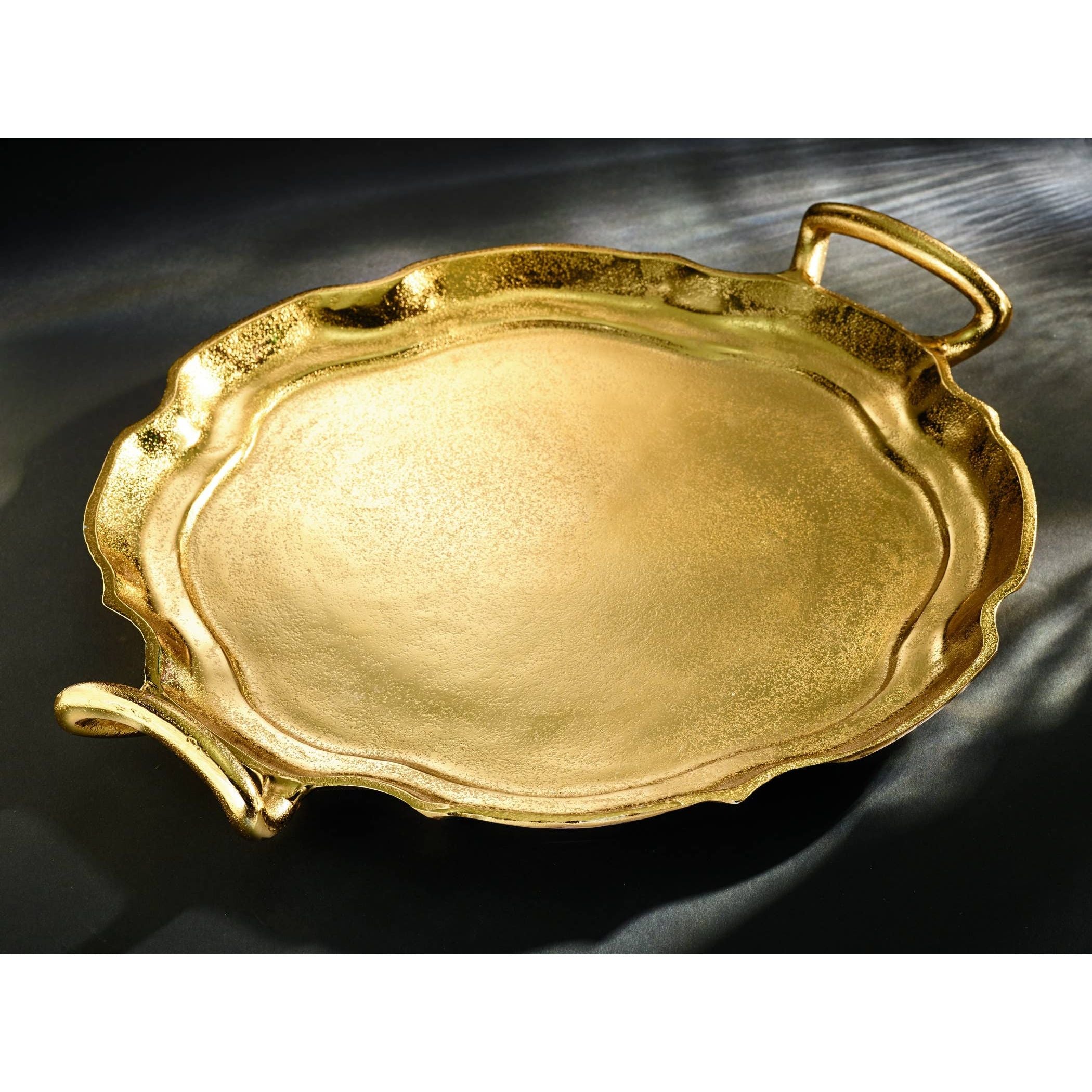 Gilded Round Tray w/Handles