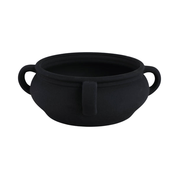 Black Textured Bowl with Handles