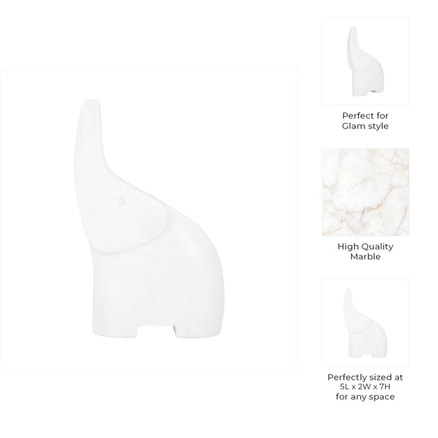 White Marble Elephant Figurine