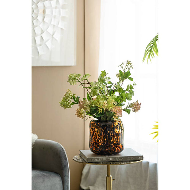 Amber Leopard Glass Vase