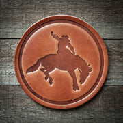 Bucking Bronco Leather Coaster Set