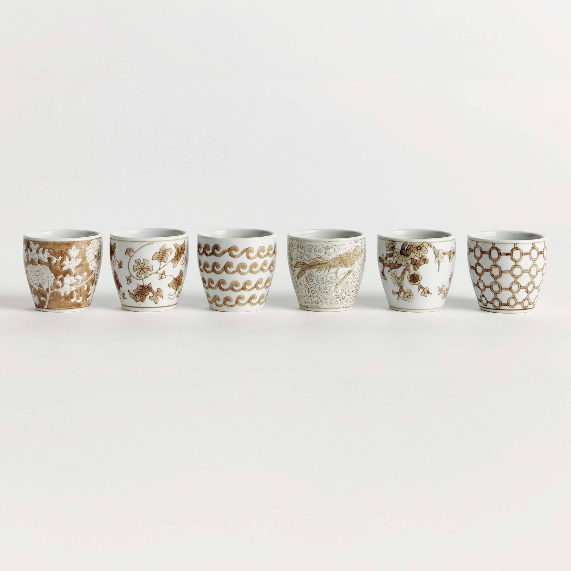 Province Mini Flower Pot,  Brown & White Ceramic