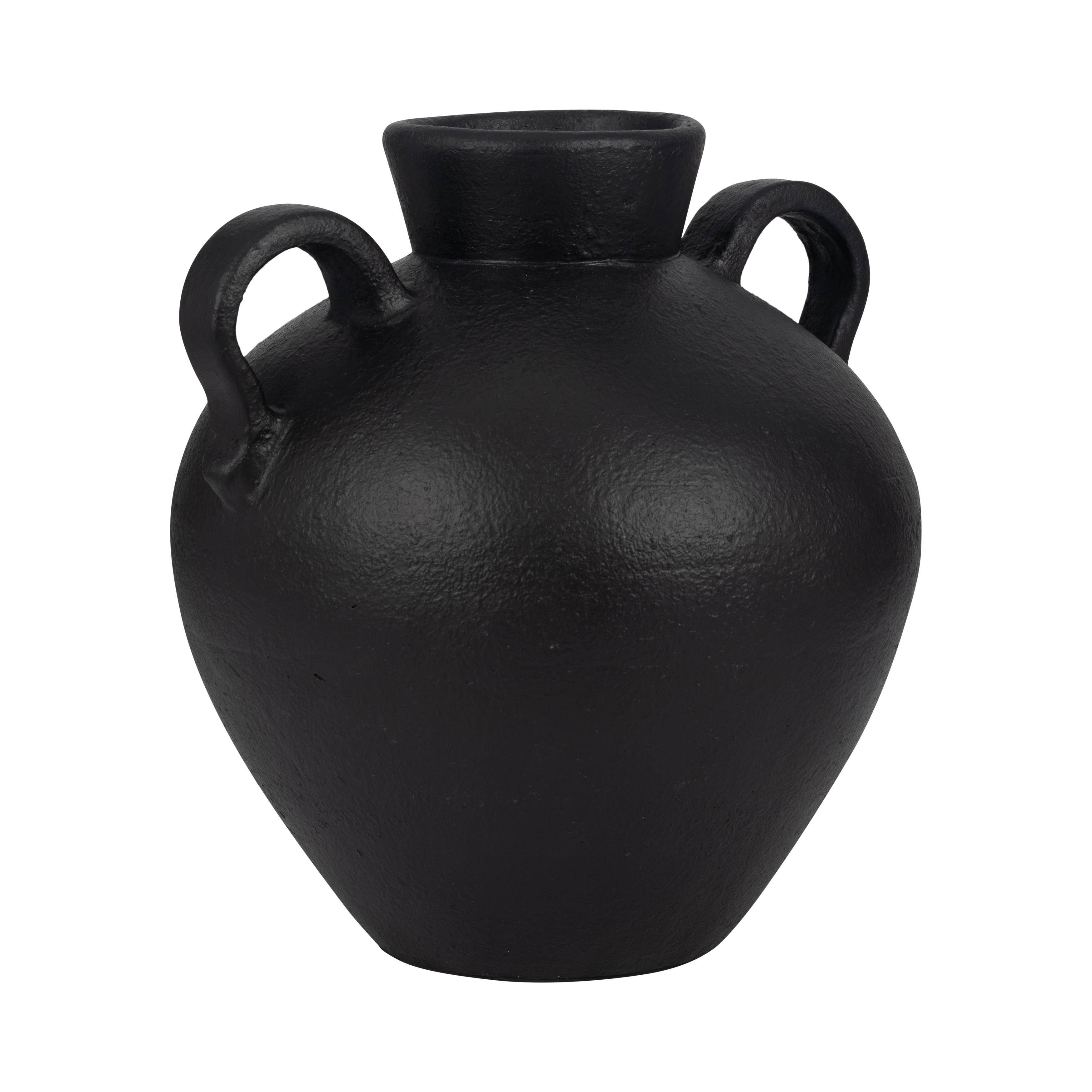 Black Terra Cotta Amphora Organic Vase