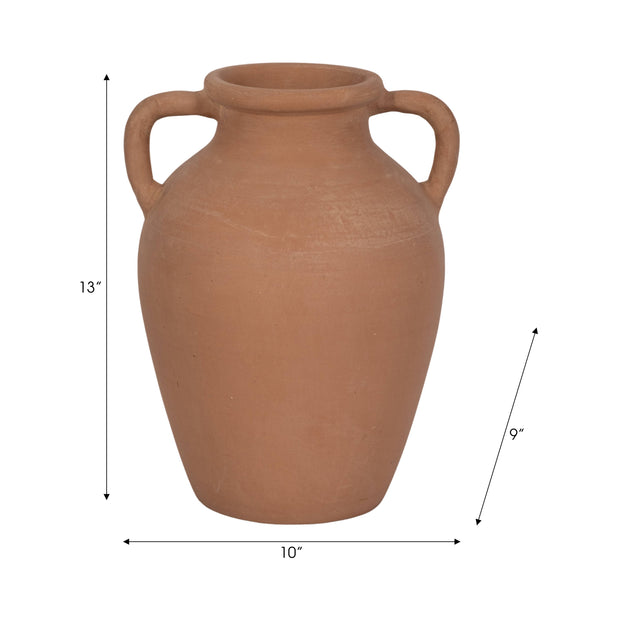 Brown Ceramic With Handles Decorative Vase