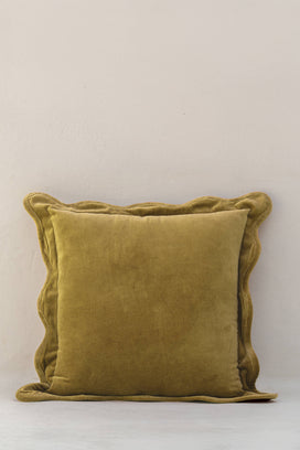 Scallop Velvet Pillow, Mustard (20