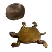 4-1/4" Antiqued Solid Brass Turtle Box Tabletop Desk Decor