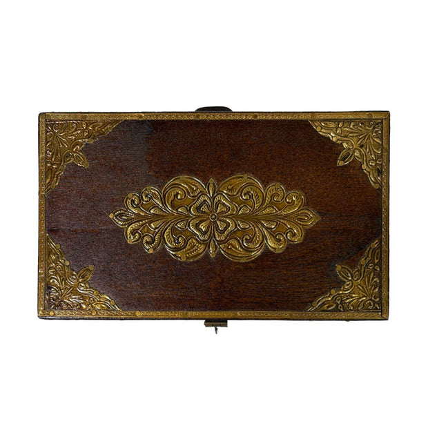 8" Colonial Style Solid Wood Tea Caddy- Antique Reproduction