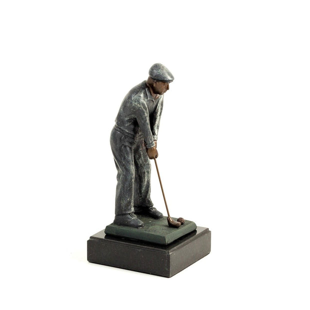 High Cold Cast Golfer On Marble Base - Small