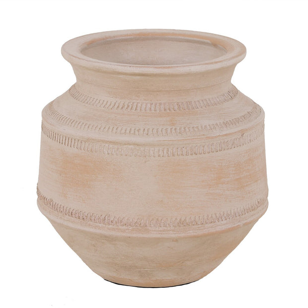 Wide Mouth Clay Vase - Grey