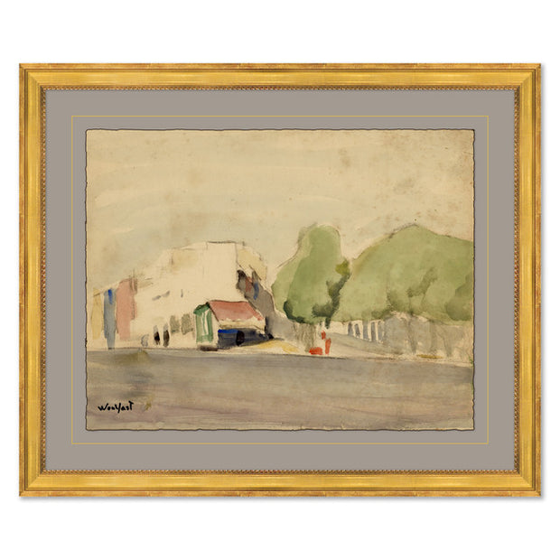 Watercolor Study of French Village