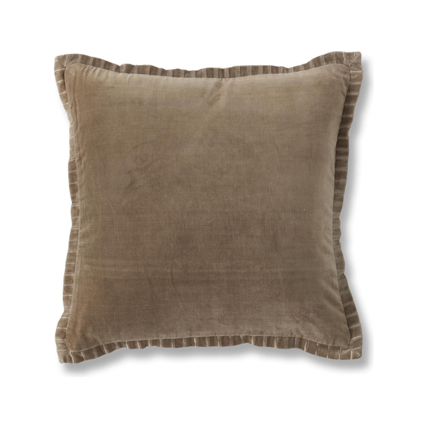 Square Tan Velvet Pillow - 20"