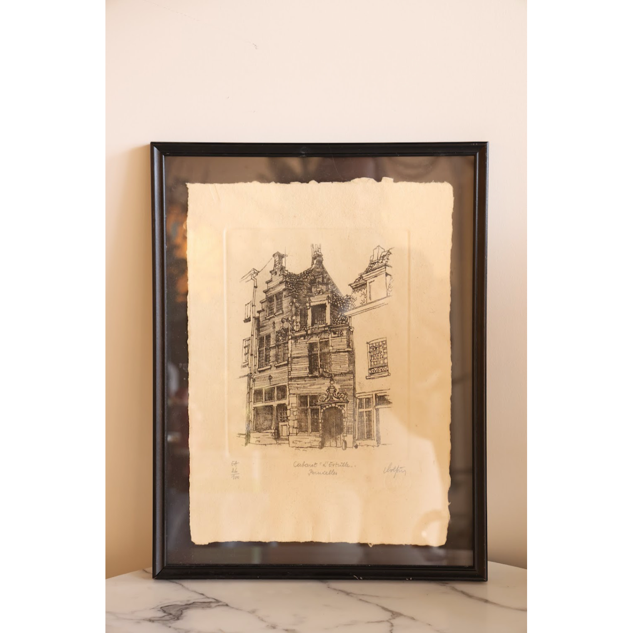Original Framed Drawing of Building