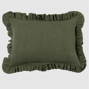 Anika Solid Olive Pillow W/Ruffle