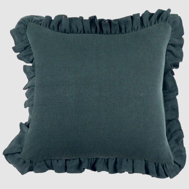 Anika Solid Teal Pillow W/Ruffle
