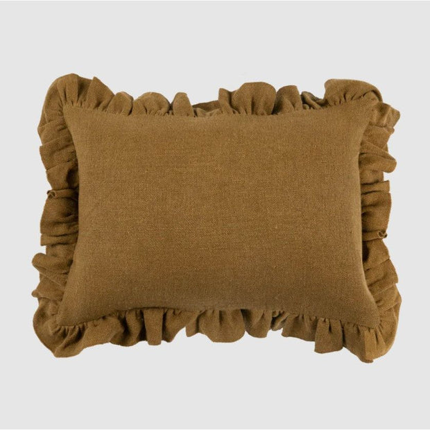 Anika Solid Mustard Pillow W/Ruffle