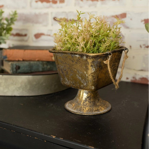 Aged Gold Square Urn