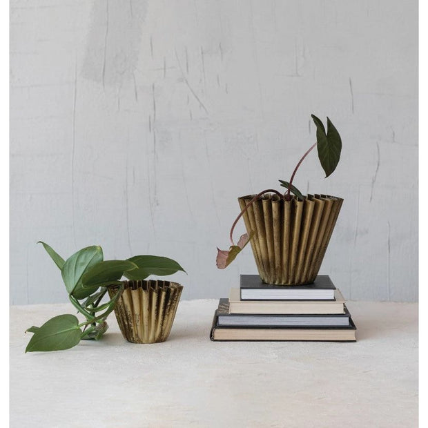 Fluted Metal Planter