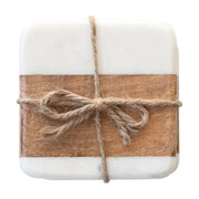 S/4 - Marble and Acacia Wood Coasters