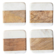 S/4 - Marble and Acacia Wood Coasters