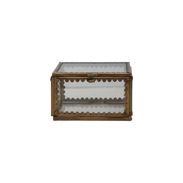 Brass & Glass Display Box w/ Scalloped Edges - Small