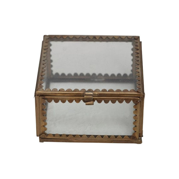 Brass & Glass Display Box w/ Scalloped Edges - Small