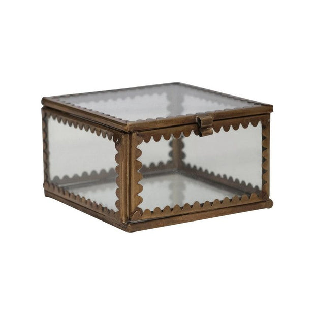 Brass & Glass Display Box w/ Scalloped Edges - Small