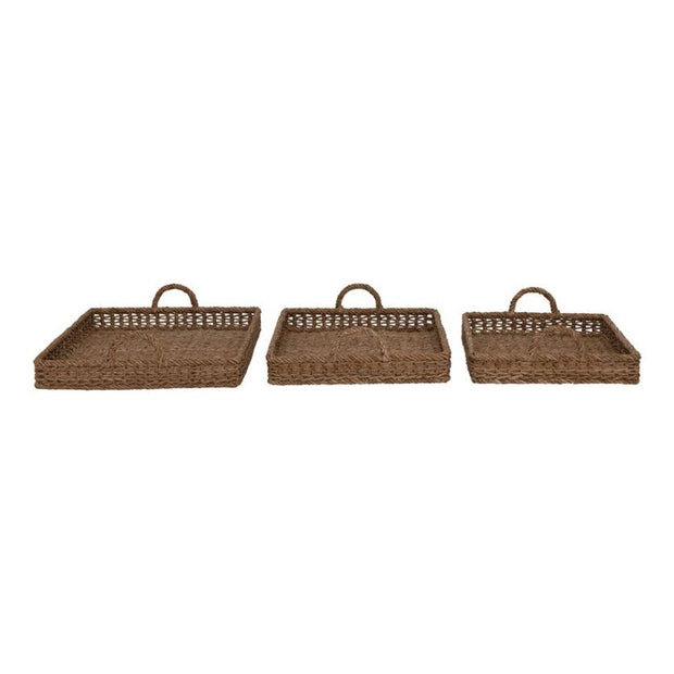 Decorative Hand-Woven Tray with Handles