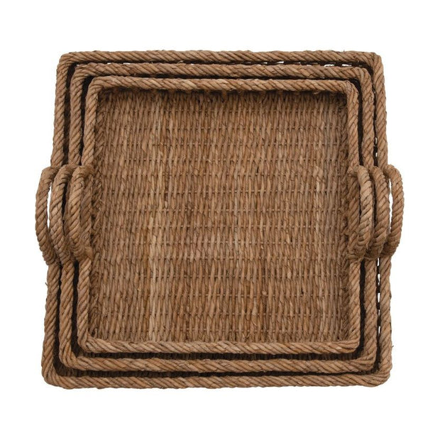 Decorative Hand-Woven Tray with Handles