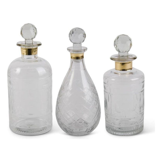 Glass Decanter W/Gold Trim