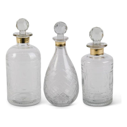 Glass Decanter W/Gold Trim