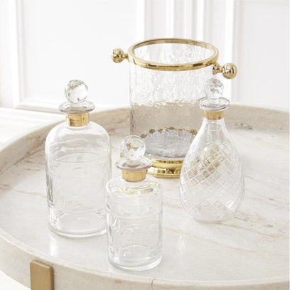 Glass Decanter W/Gold Trim
