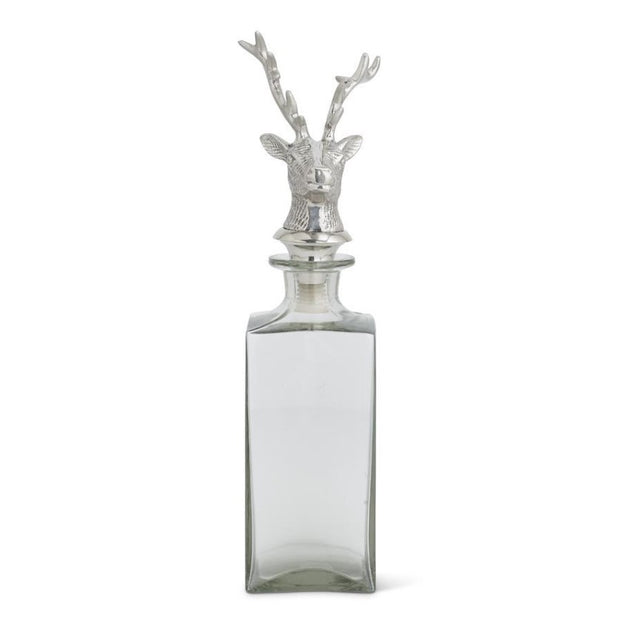 Glass Decanter W/Silver Deer Head Stopper