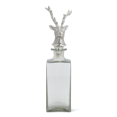 Glass Decanter W/Silver Deer Head Stopper