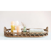 Hand-Woven Rattan Tray with Handles